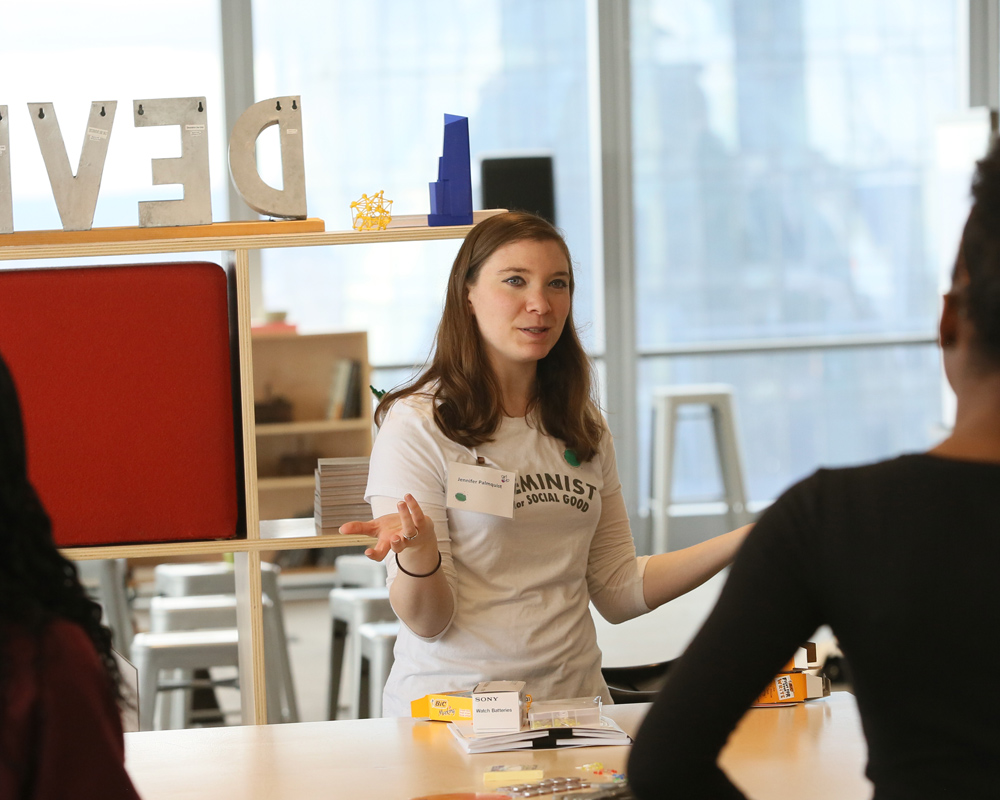 Teacher explaining a project