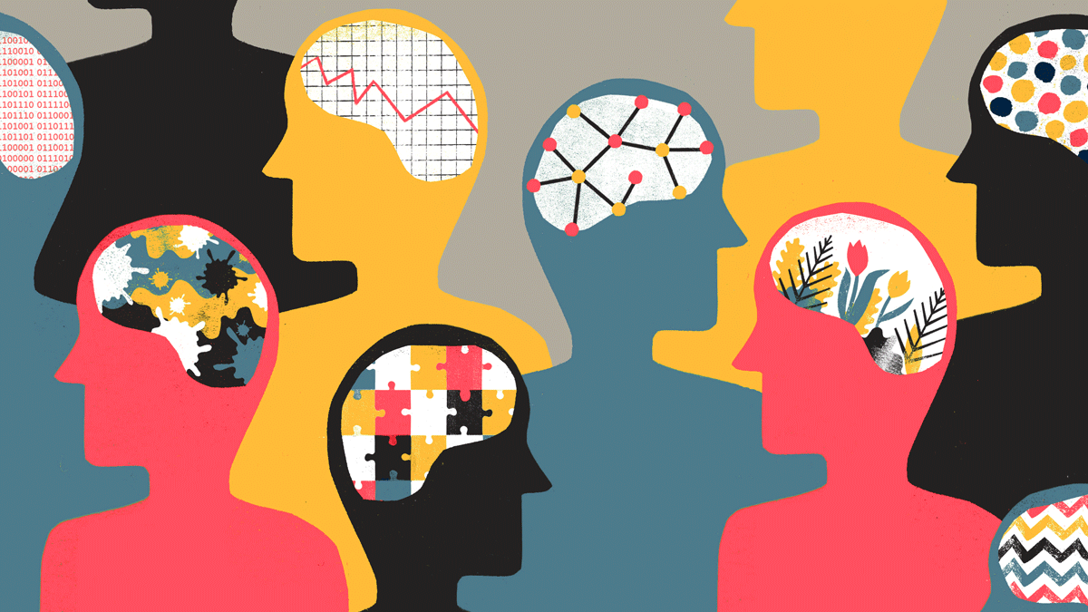 a graphic with a different color of the body and their brain shows with graph and puzzle