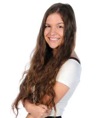 Sarah Hesterman_ 2015-2016 Teen Advisors (half body headshot) a teen girl with her smiley face facing the camera with total white background