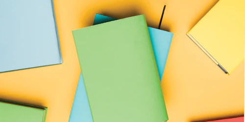 color graph design with green and blue book