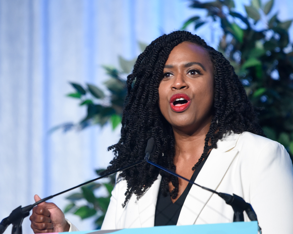 Ayanna Pressley speaking on the #girlhero event