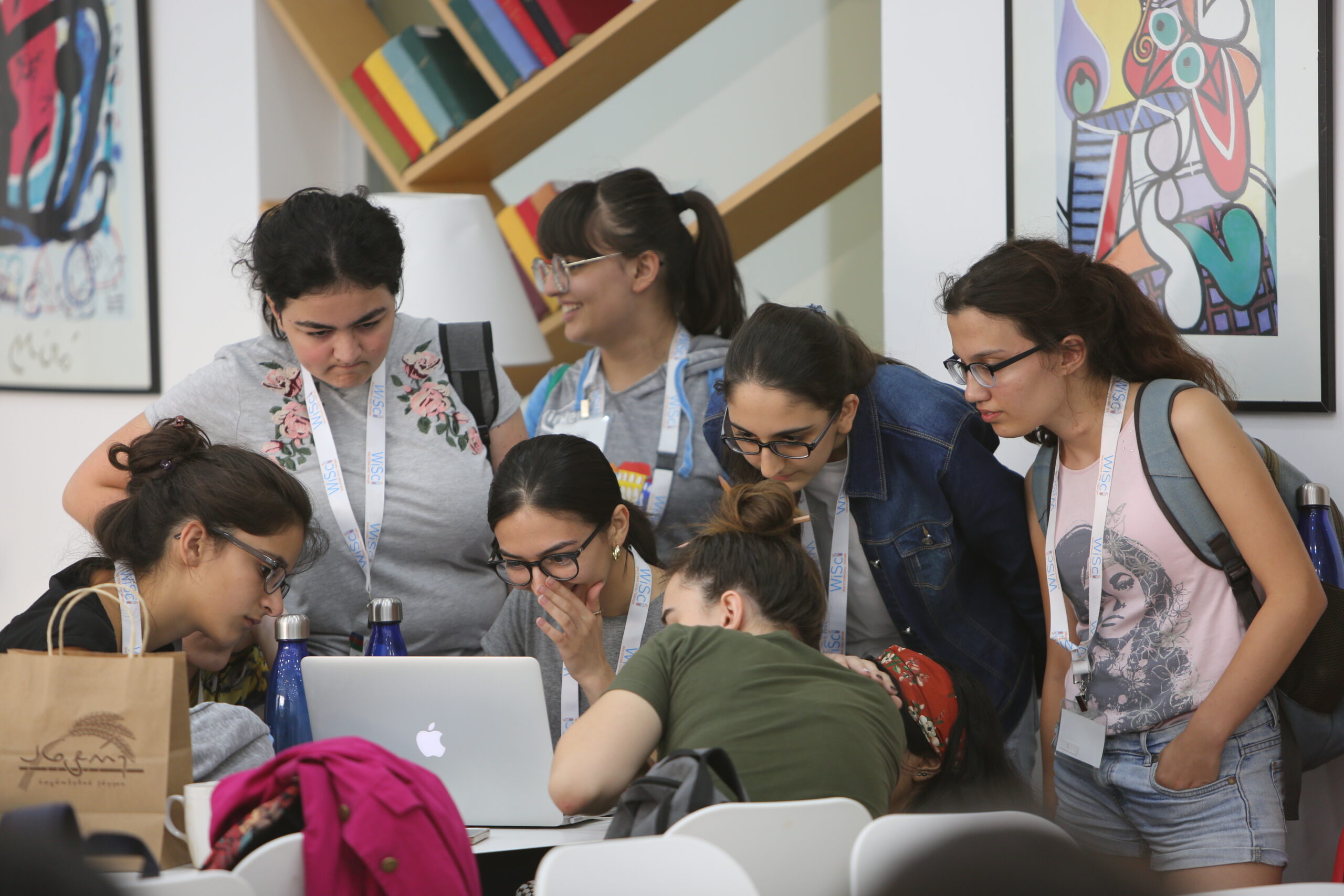 WiSci Girls STEAM Camp participants at a computer.