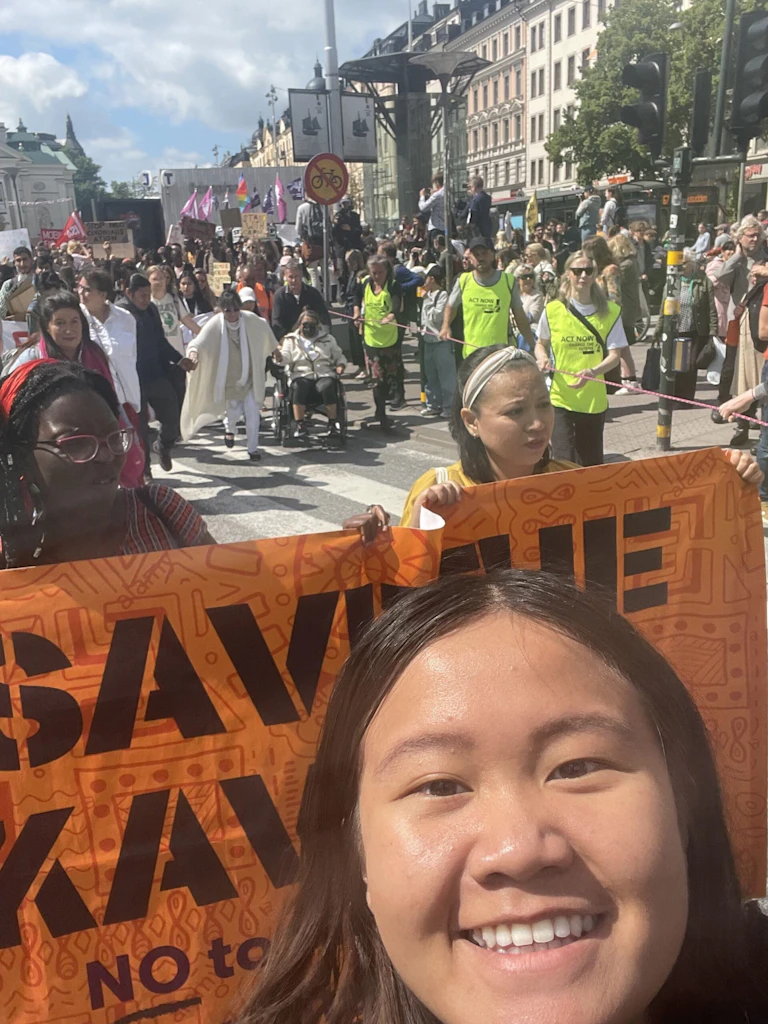 Angela at the climate march in Stockholm